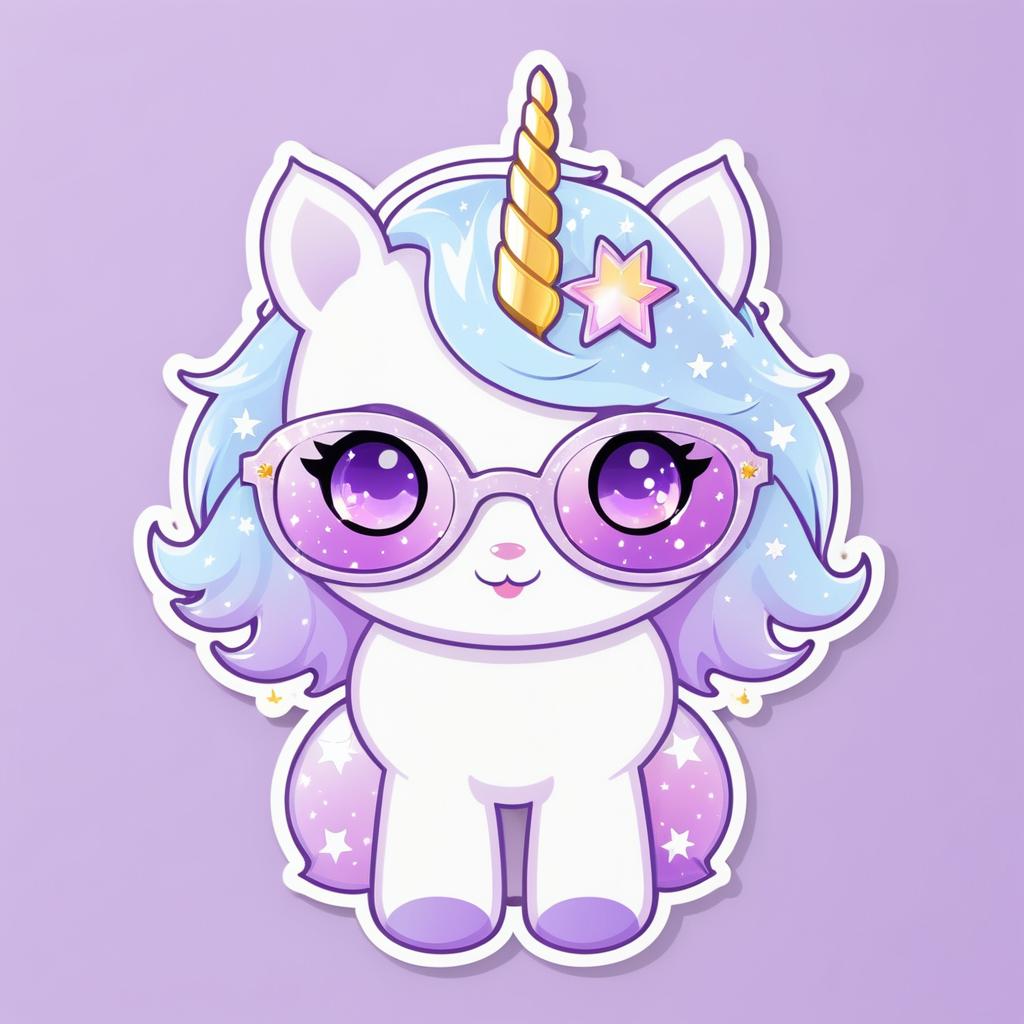 Kawaii Unicorn Die-Cut Sticker Design