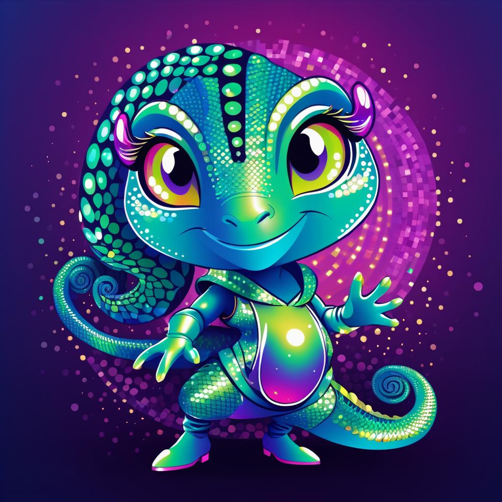 Glitzy Hip-Hop Chameleon Illustration