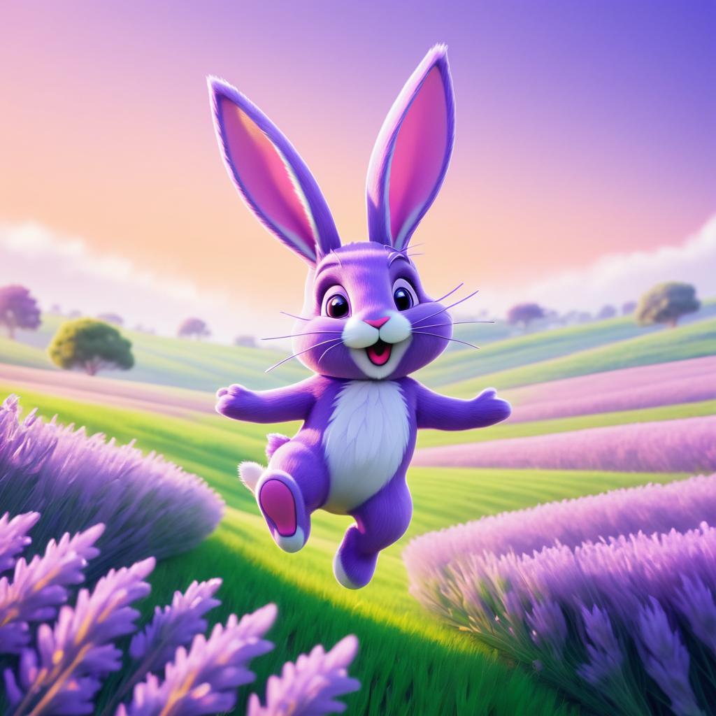 Whimsical Lavender Bunny in Vibrant Field