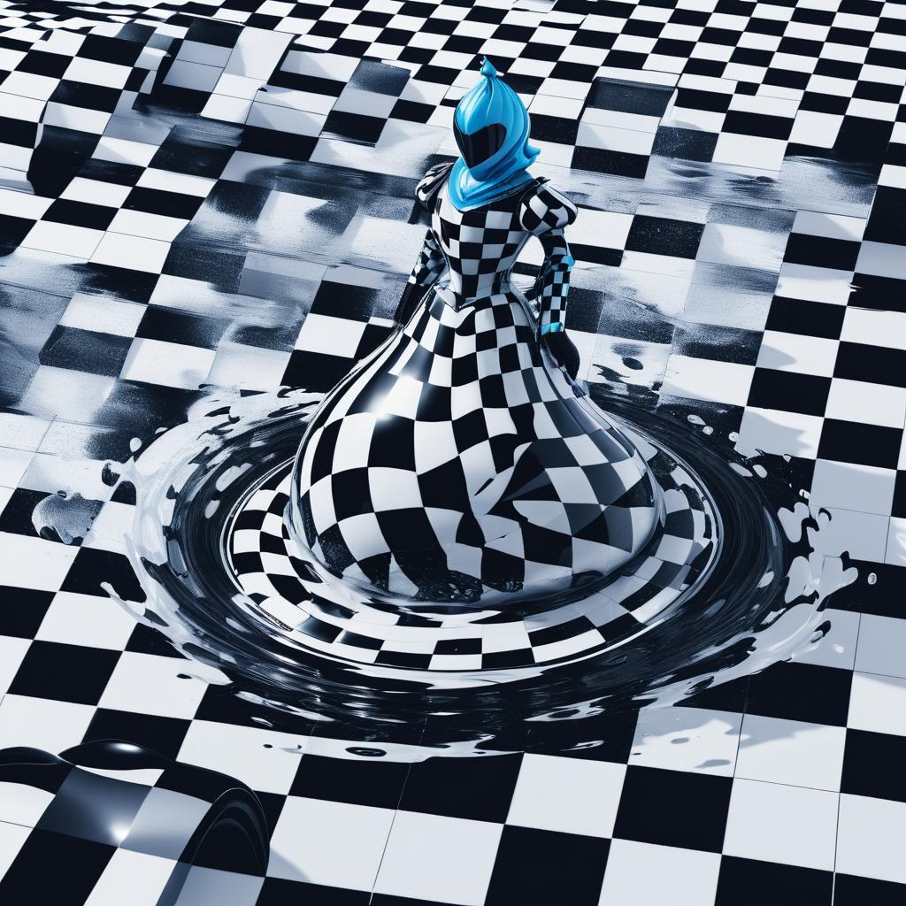 Surreal Checkerboard Knight Emergence