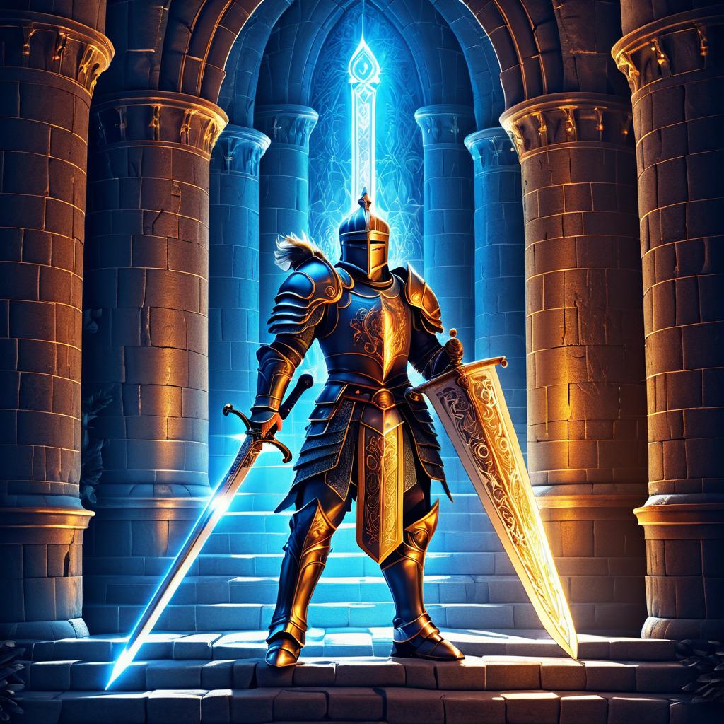 Epic Knight Beneath Castle Walls