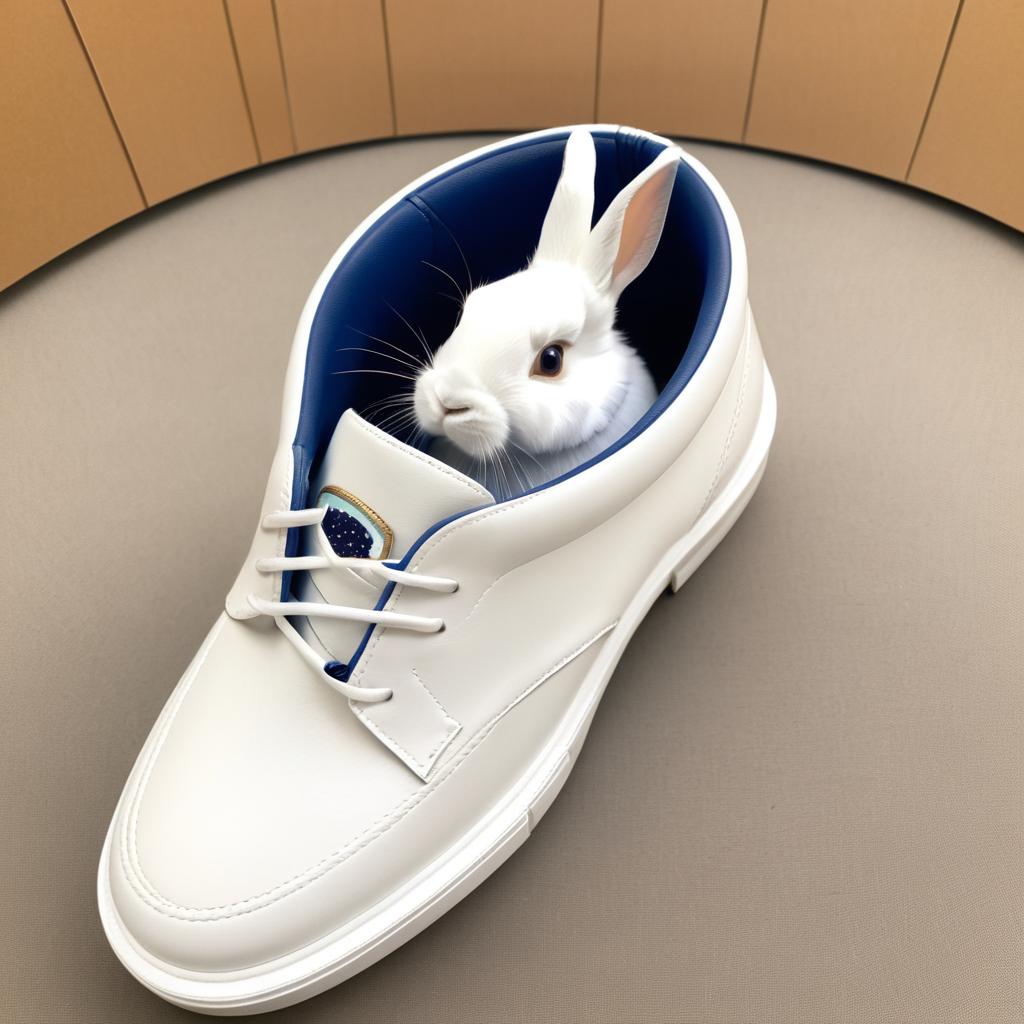 Playful Rabbit Resting in a Shoe