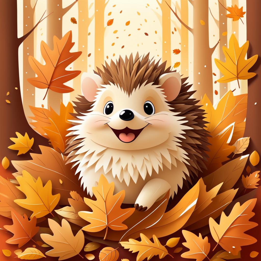 Joyful Hedgehog in Autumn Leaves