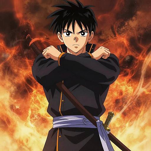 Determined Young Anime Warrior