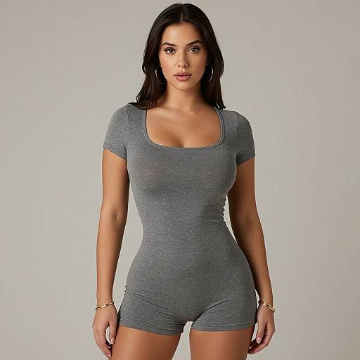 Contemporary Woman in Grey Romper
