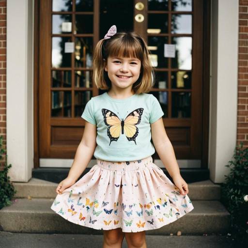 Smiling Toddler Girl in Butterfly Outfit