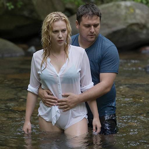 Couple Embraced in a Stream