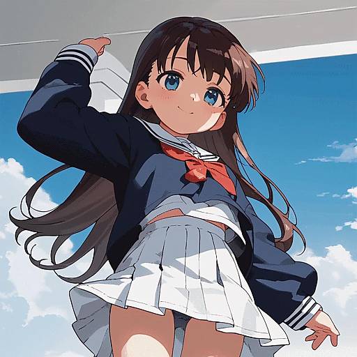 1990s Anime Schoolgirl Smiling