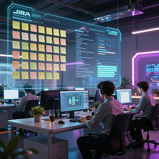 Futuristic Jira Workspace with AR