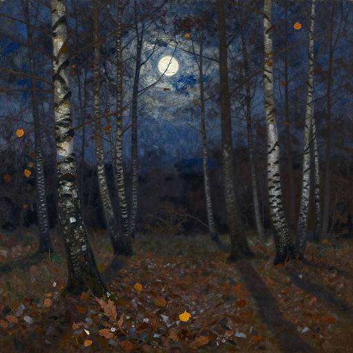 Moonlit Birch Glade Impressionism