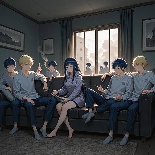 Indoor Scene with Boys and Hinata