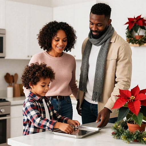Warm Family Moments in a Festive Kitchen
