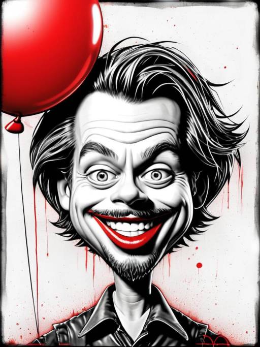 Surreal Grunge Cartoon Portrait of Brad Pitt
