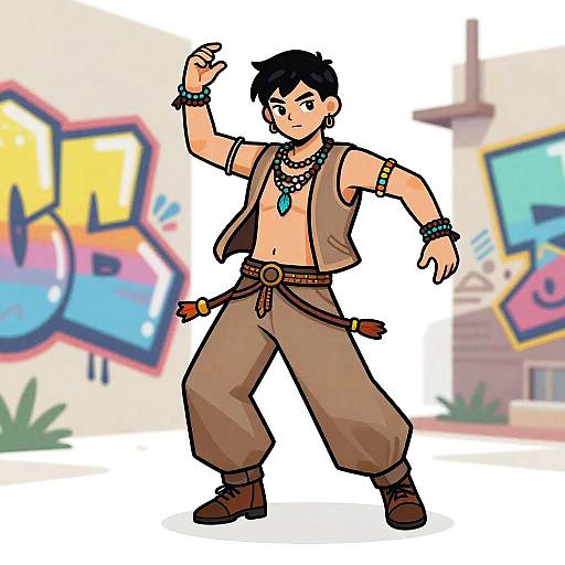 Isometric Boho Dancer Portrait