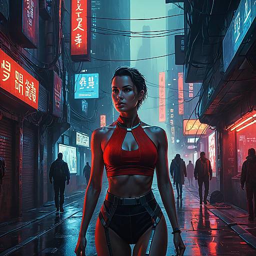 Blade Runner-Style Android Detective in Futuristic Alley