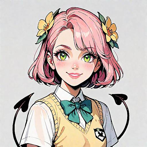 Cute Anime Girl in Vibrant Outfit