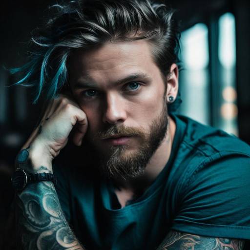 Portrait of a tattooed man with beard
