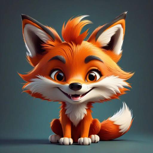 Vibrant Cartoon Fox Illustration on Black