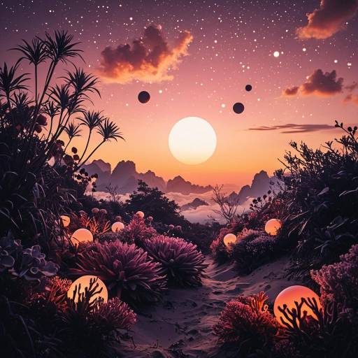 Dreamy Cloud World with Bioluminescent Flora