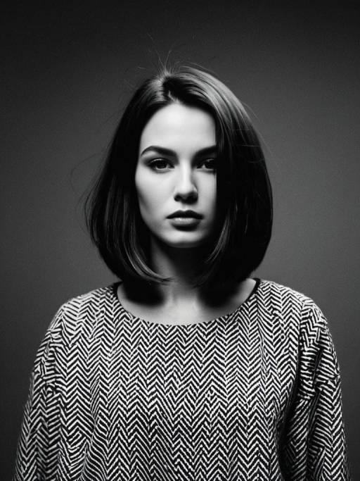 Portrait of Woman with Long Bob Hairstyle