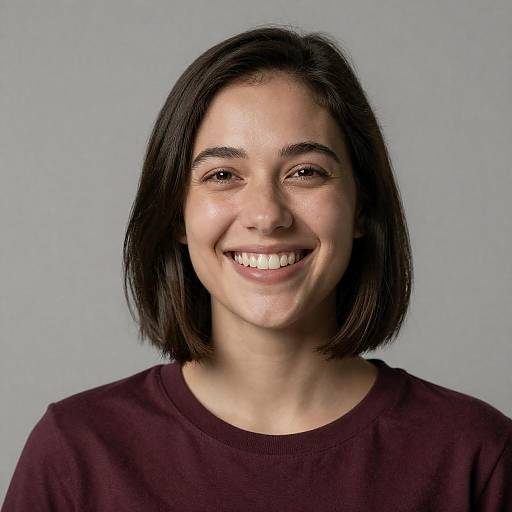 Happy Woman with Burgundy Lob Portrait