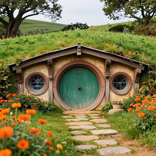 Whimsical Hobbit House Fantasy Scene