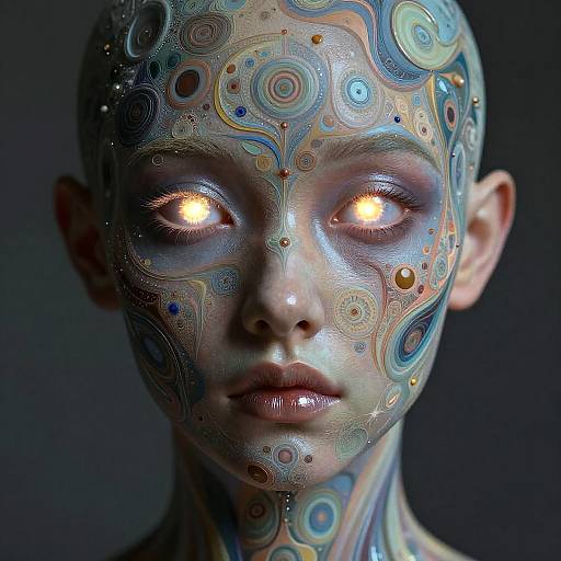 Hyperreal Fractal Metallic Otherworldly Portrait