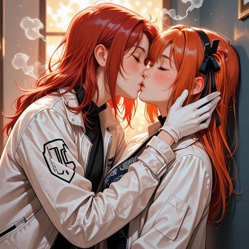 Romantic Embrace in Magical Firelight