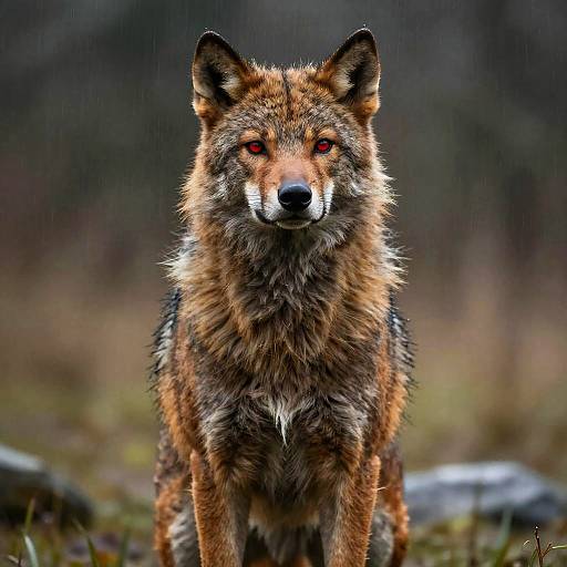 Realistic Anthro Canine in Rainy Portrait