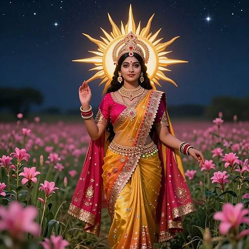 Radiant Goddess in Indian Attire