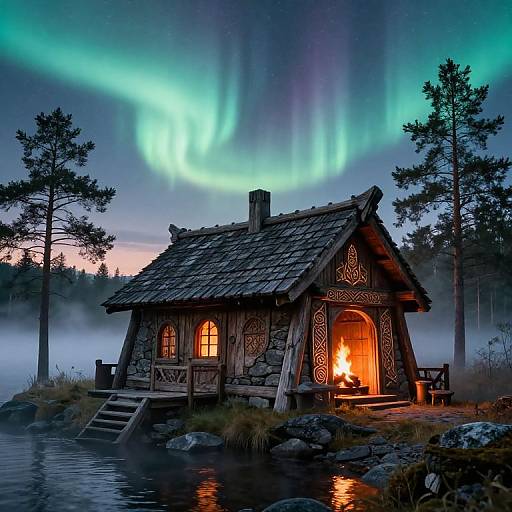 Mystical Viking Longhouse by Fjord