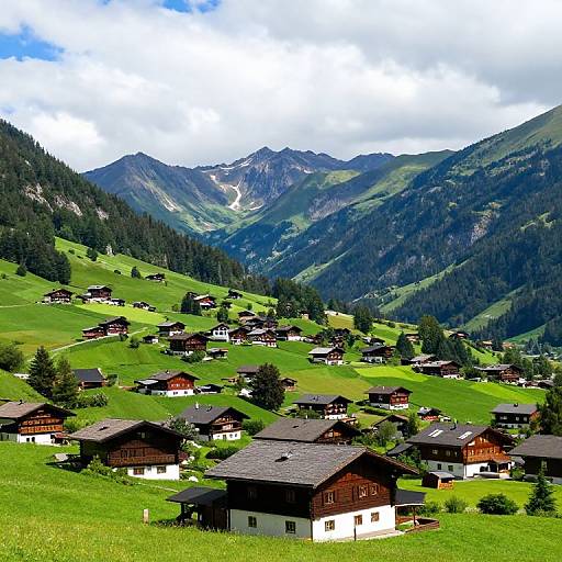 Vibrant Alpine Village in Lush Valley