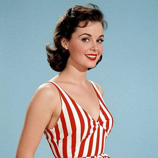 1950s Woman in Striped Swim Robe