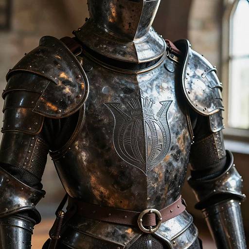 Embossed Knight Emblem on Leather Armor