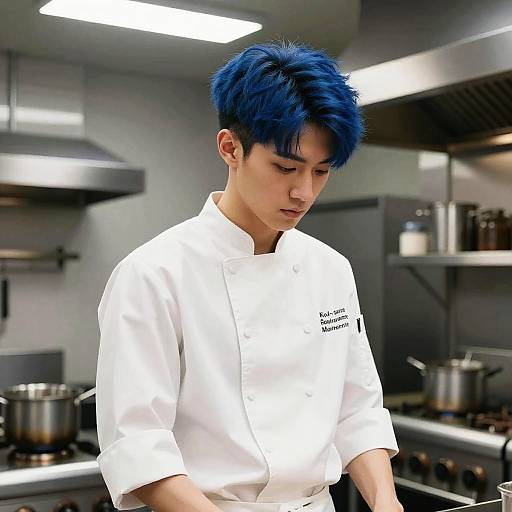 Midnight Blue Haired Male Chef