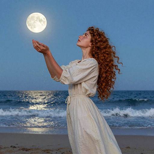 Moonlit Beach Watercolor Portrait