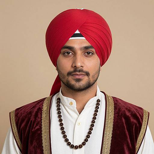 Close-Up of Man in Indian Turban