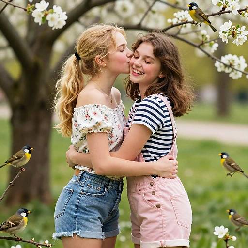 Spring Park Girls Sharing Tender Moment