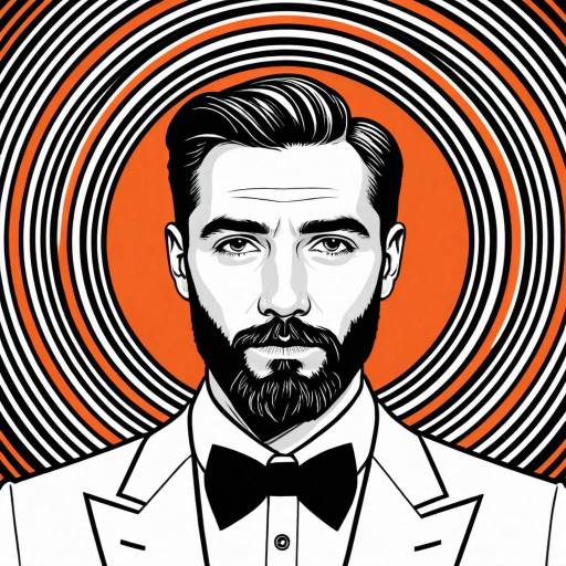 Minimalist Line Art Portrait of Bearded Man