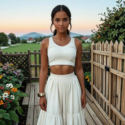 Serene Girl in Suburban Backyard