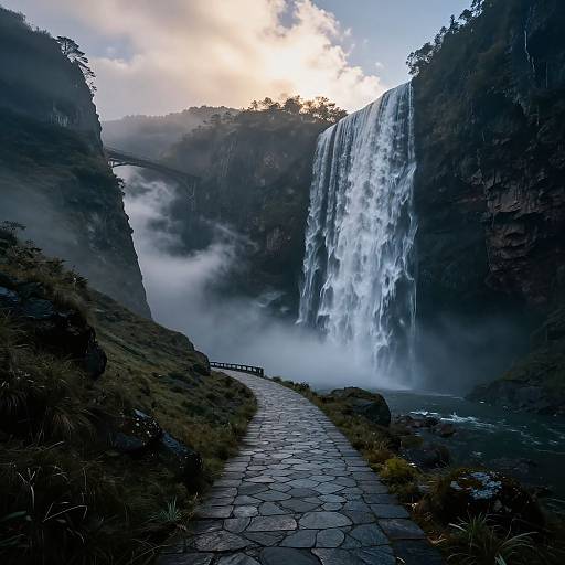Epic High Fantasy Waterfall Landscape