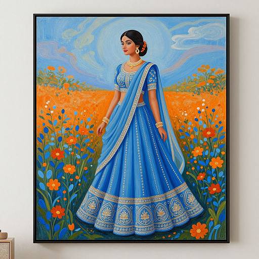 Vibrant Indian Figurative Acrylic Painting