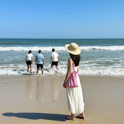 Sunny Beach Woman in Straw Hat