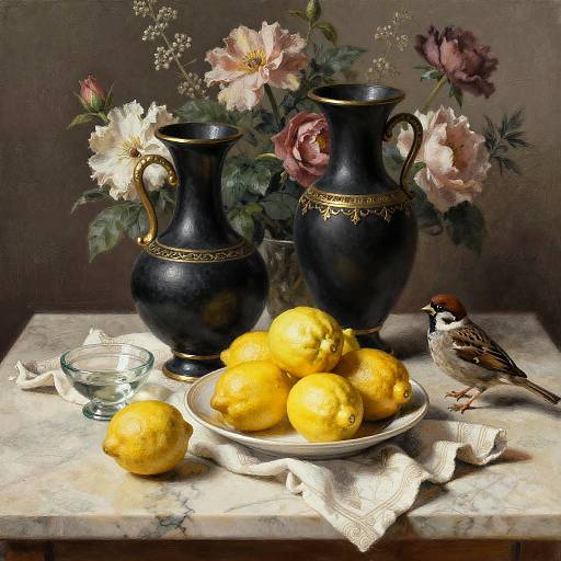 Charcoal Sketch of Ornate Still Life