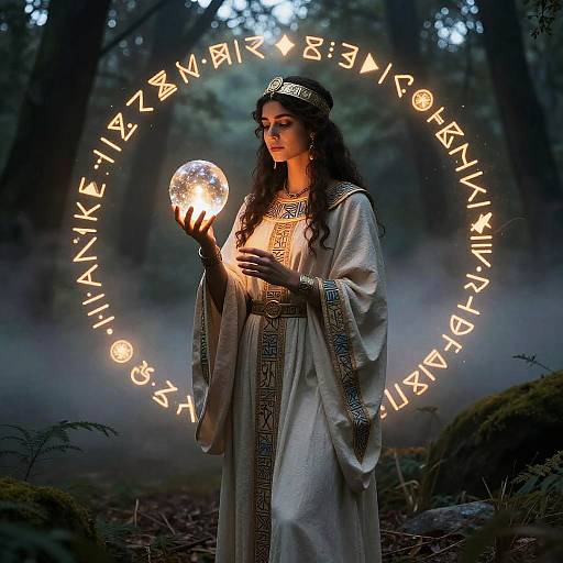 Delphian Priestess in Mystical Forest