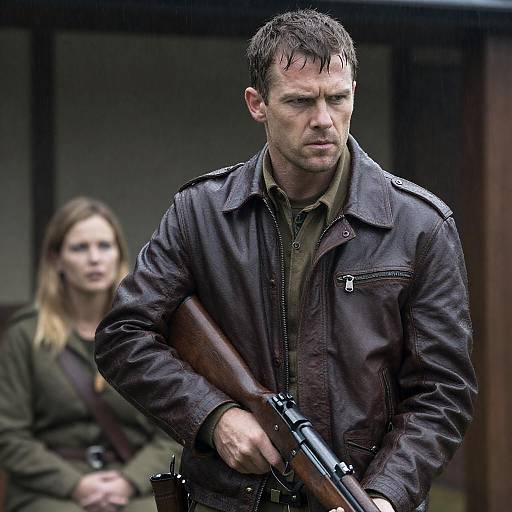 Intense Rainy Moment with a Rifle