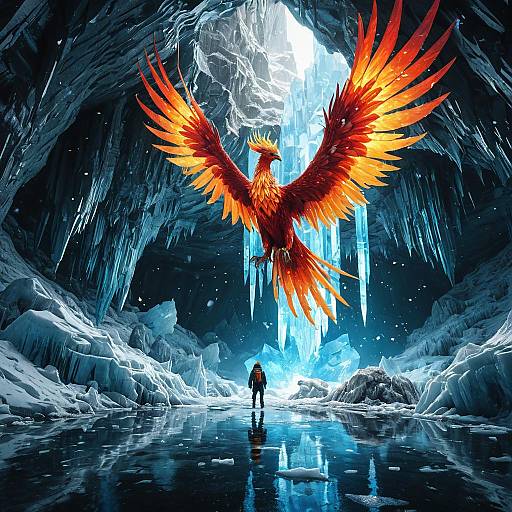 Giant Crystalline Phoenix in Ice Cave