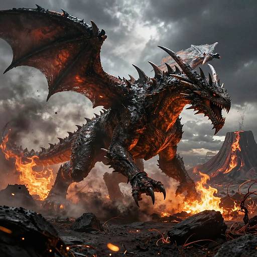 Nergigante Charging Through Volcanic Storm