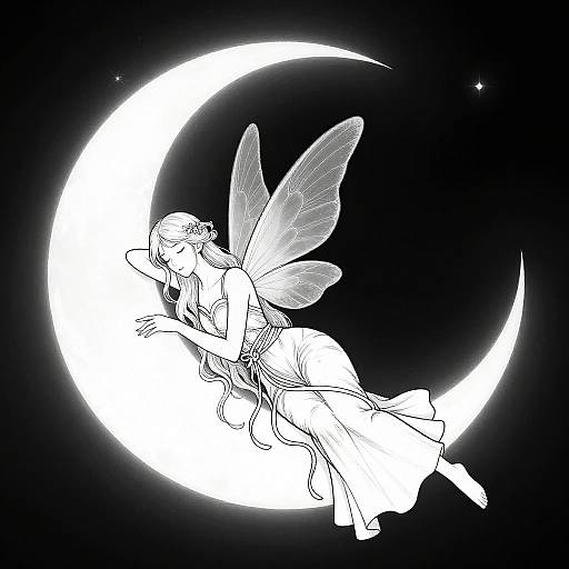 Serene Fairy on Crescent Moon