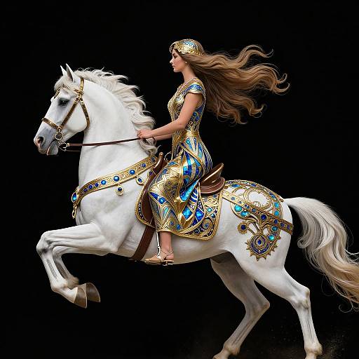 Ornate Art Deco Woman on Horse